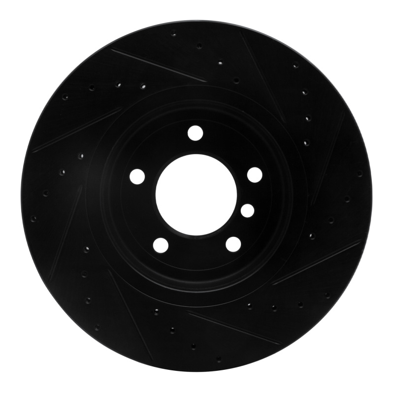 BMW 330I Brake Rotor (1) - Front Left - R1 Concepts - Drilled & Slotted - Black - `01-`08